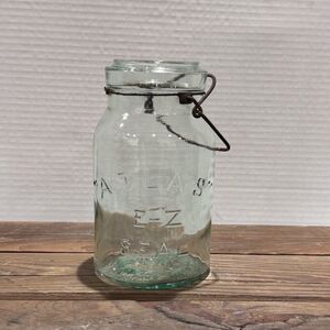Vintage Atlas E-Z Seal Blue Glass Canning Jar w/o Lid Half Gallon -‎ Bubbles!